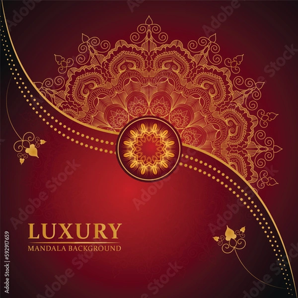 Obraz Mandala with floral ornament pattern, Vector mandala relaxation patterns unique design with nature style, Hand drawn pattern