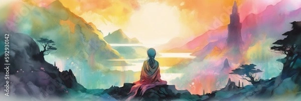 Obraz Freedom in the Nature. Generative AI.