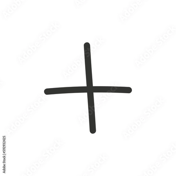 Obraz Hand drawn plus vector icon. Plus flat sign design. Plus symbol pictogram. UX UI icon. Linear icon