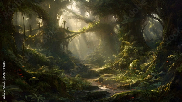 Fototapeta 深緑の森　No.011 | Dark green forest Generative AI