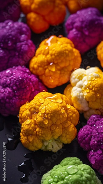 Obraz cauliflower seamless background,illustration,created with Generative AI Technology