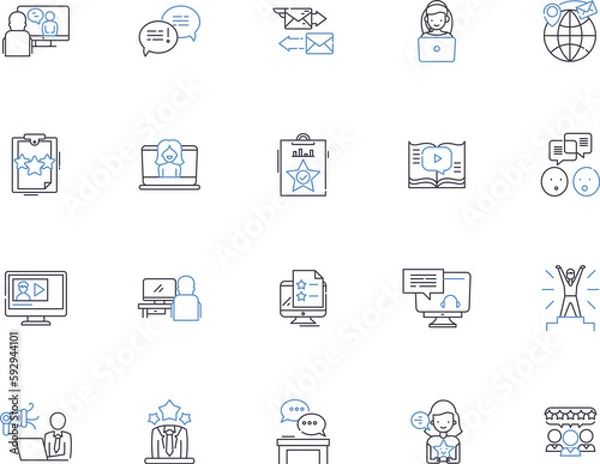 Fototapeta News outline icons collection. News, Media, Headlines, Journalism, Broadcast, Reporter, Breaking vector and illustration concept set. Report, Story, Update linear signs