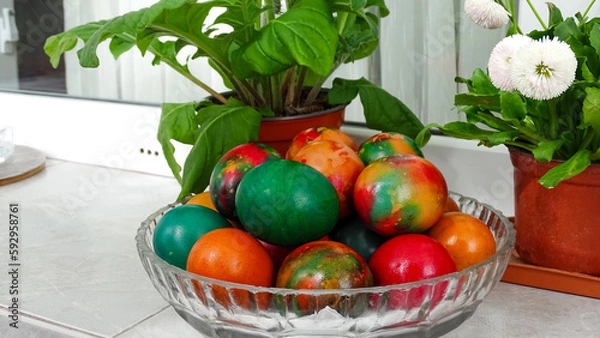 Obraz A very beautiful easter eggs in a tray.