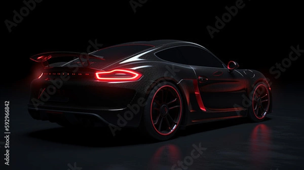 Fototapeta black red super Modern sport cars are in the studio room wallpaper Ai Generative