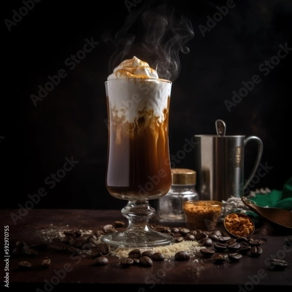 Obraz Steamy Cold Caramel Espresso - Generative Ai Illustration