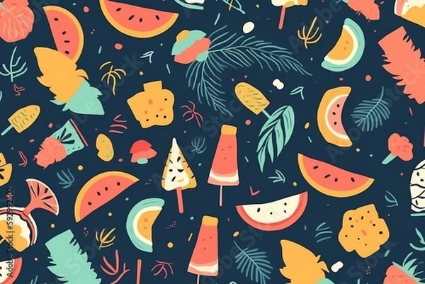Obraz seamless summer pattern illustration background