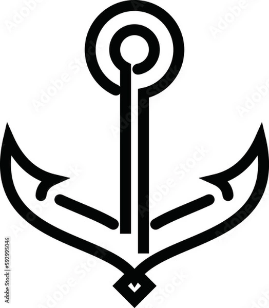 Fototapeta Abstract elegant anchor design, with characteristic line art.