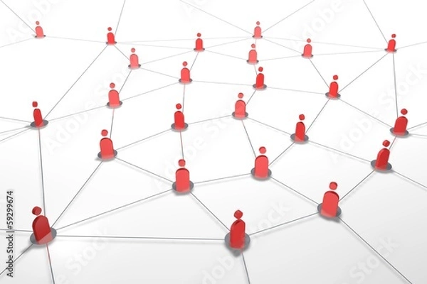 Fototapeta Social connection red