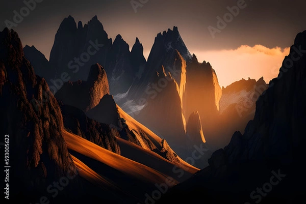 Obraz sunset in the mountains