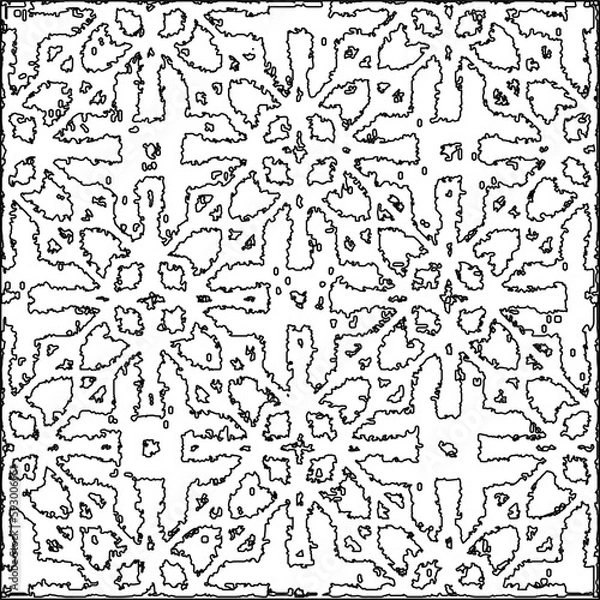 Obraz Texture with figures from lines.Abstract grunge background. Black and white pattern for web page, textures, card, poster, fabric, textile. Monochrome graphic repeating design. 
