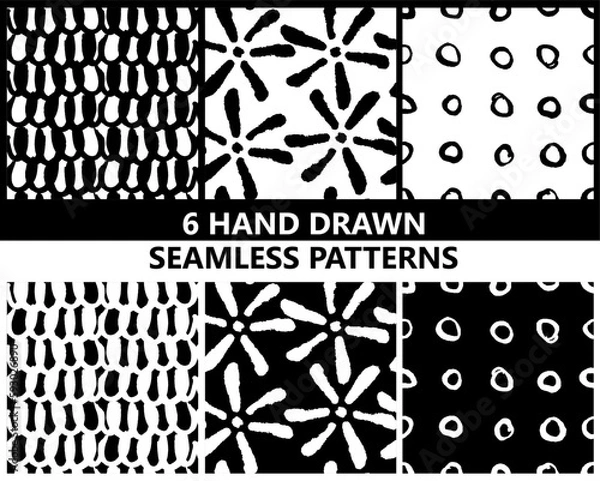 Fototapeta Set of grunge hand drawn patterns