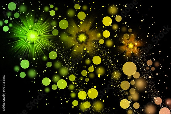 Fototapeta Realistic Colorful bokeh sparkle light effects on black background	
