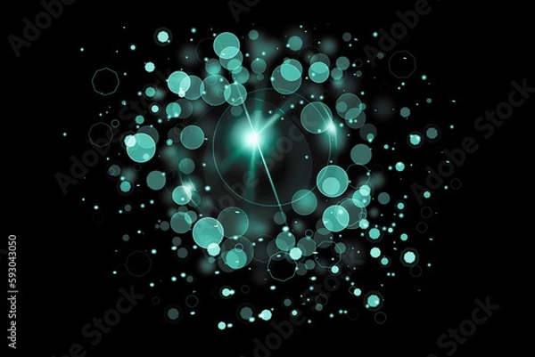 Fototapeta Realistic Colorful bokeh sparkle light effects on black background	
