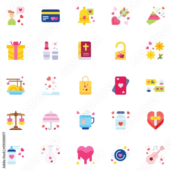 Fototapeta Set of wedding icons. web icons bundle. vector illustration.