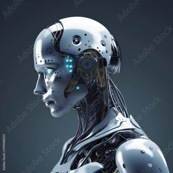 Fototapeta Futuristic robot with artificial intelligence