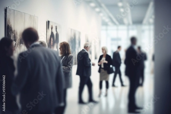Fototapeta motion blurred motion blur people on an exhibition, generative ai