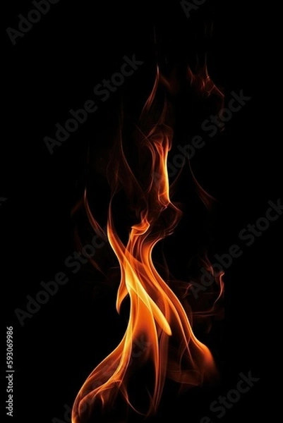 Obraz Fire flames on a distinct black background, Generative AI