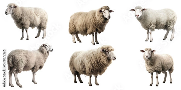 Fototapeta Sheep set over png background created with Ai