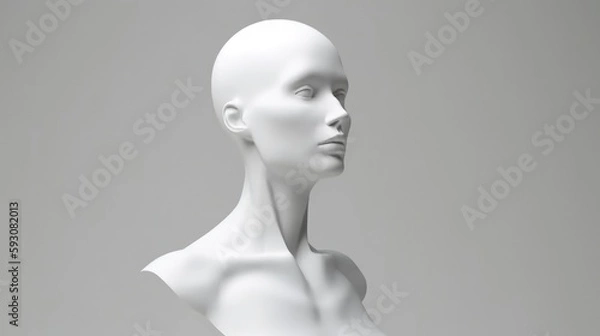 Fototapeta 3D Rendered Blank Mannequin Head - White Plastic Sculpture for Fashion, Art, and Marketing Display, generative ai 