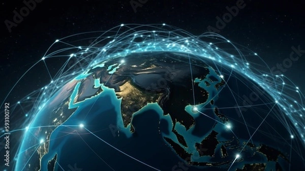 Obraz Global Network Connection Over Planet Earth