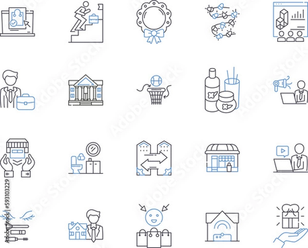Fototapeta Community centers outline icons collection. Community, Centers, Community-Centers, Fun, Activities, Gatherings, Classes vector and illustration concept set. Recreation, Programs, Centers linear signs