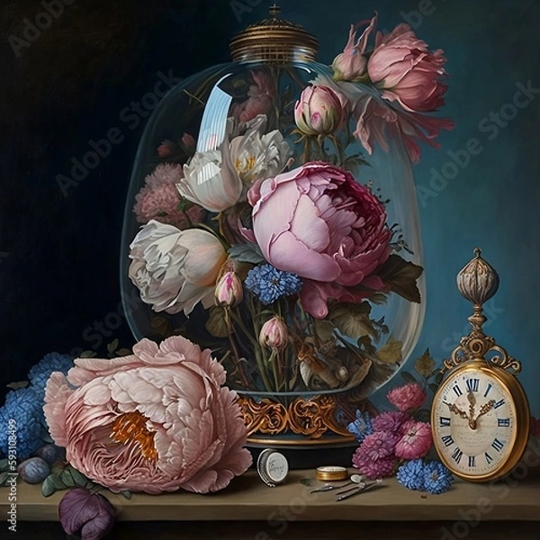 Obraz The Art of Timeless Flowers: decorations for lovers of classic beauty (ai generated)