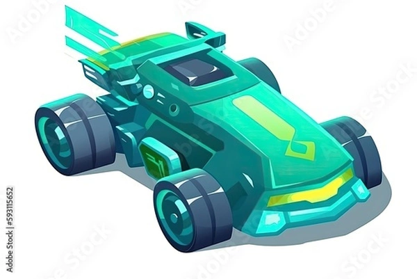 Fototapeta modern wooden desk with a computer monitor and keyboard. Generative AI