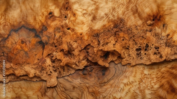 Obraz Thuya Burl Driftwood Texture Wooden Background - generative ai