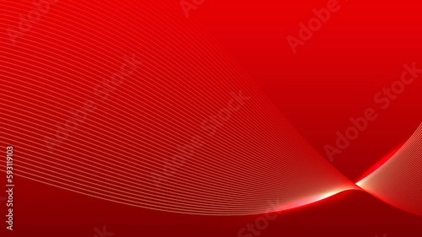 Obraz Abstract concept lines wave dynamic particle pattern on red background.