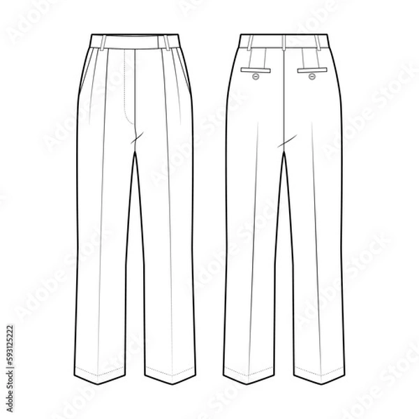 Obraz Wide-leg trousers fashion vector sketch, Apparel template - Illustrator CC