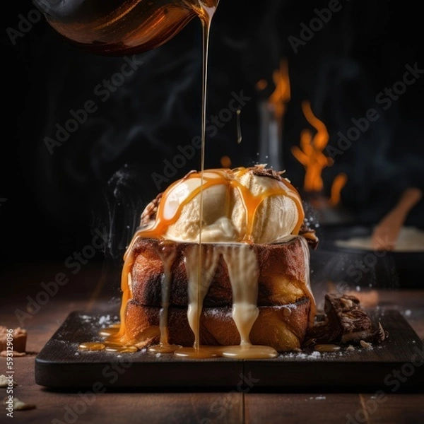 Obraz Ice Cream French Toast - Generative AI Illustration