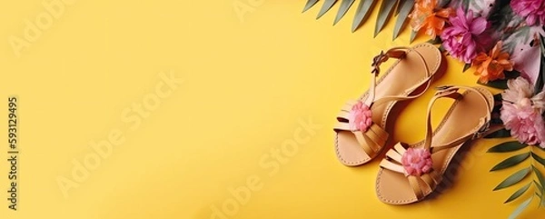 Fototapeta sandal flipflop summer with generative ai