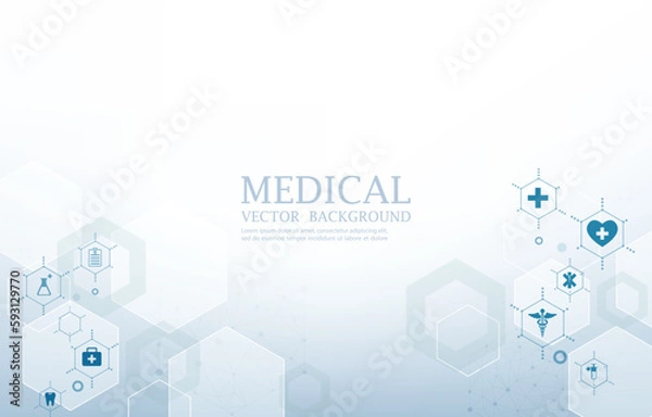 Obraz Vector white medical background.geometric hexagons shape.futuristic.medical icons.
