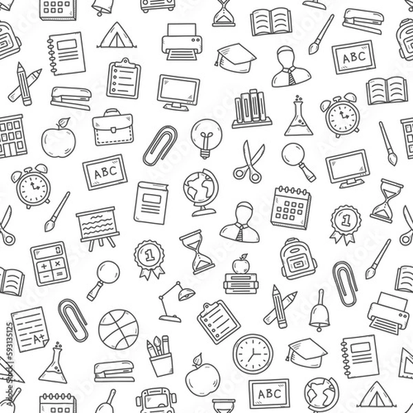 Fototapeta Square seamless pattern with school icons