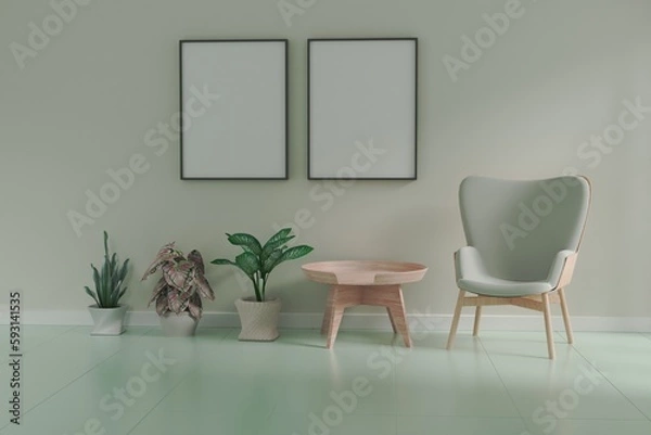 Fototapeta Photo frame mock up.living room design. empty room design interio. 3d rendering