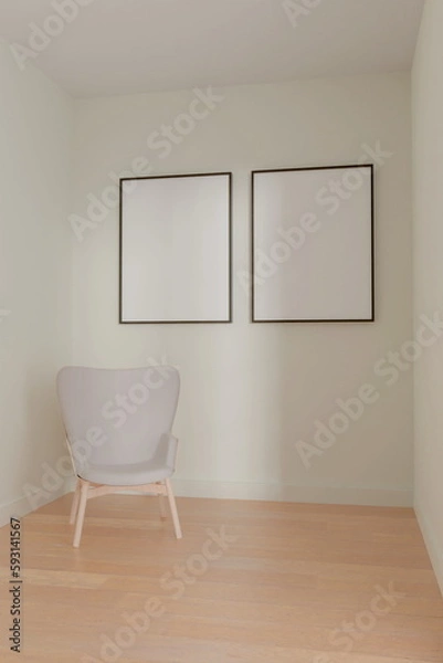 Fototapeta Photo frame mock up.living room design. empty room design interio. 3d rendering