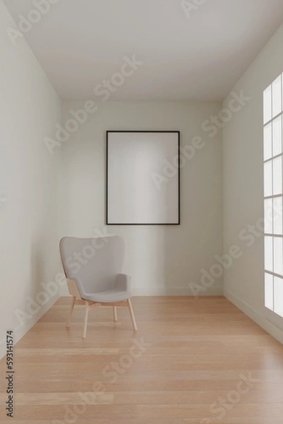 Fototapeta Photo frame mock up.living room design. empty room design interio. 3d rendering