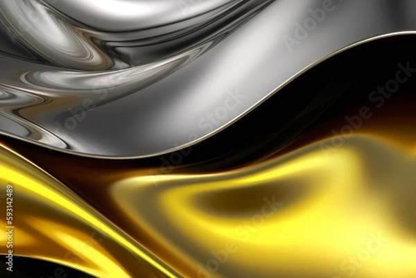 Fototapeta Silver gold liquid texture background. Generative AI
