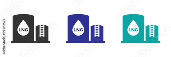 Fototapeta LNG terminal glyph vector icons set