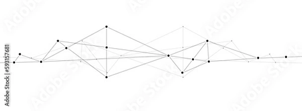 Fototapeta Information network polygonal connect lines and dots technology background template.