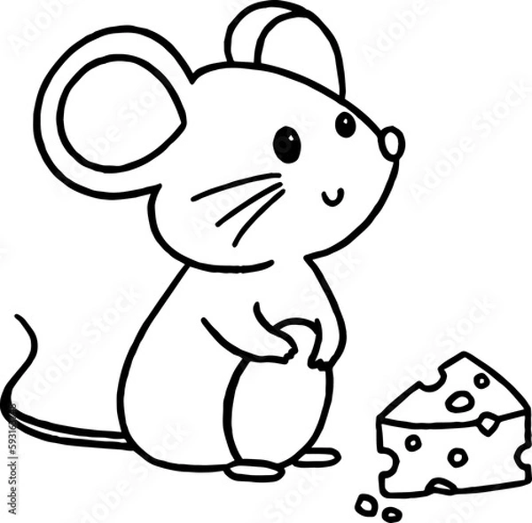 Fototapeta mouse coloring outline