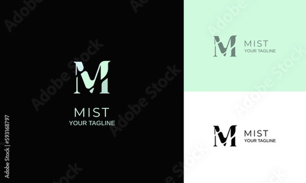 Obraz broken letter M shape logo design template
