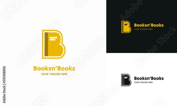 Obraz Letter B book shape logo design for books stores and publishing companies