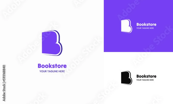 Obraz Letter B book shape logo design for books stores and publishing companies
