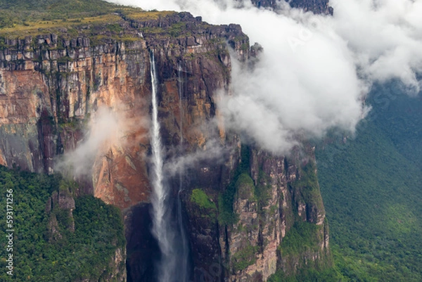 Fototapeta ベネズエラのギアナ高地で、遊覧飛行機から見たエンジェルフォール