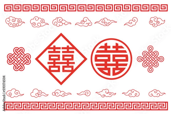 Fototapeta 中国スタイルエレメントセット