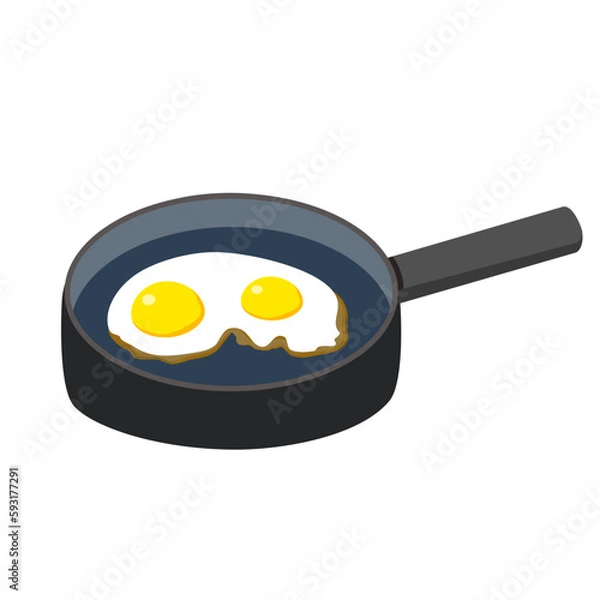 Obraz フライパンで焼くベーコンエッグ