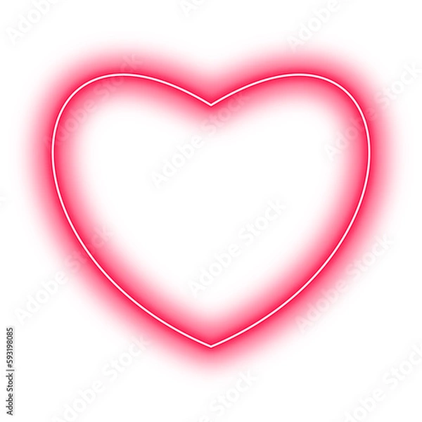 Fototapeta Neon Red Heart Geometry Shape Outline Stroke
