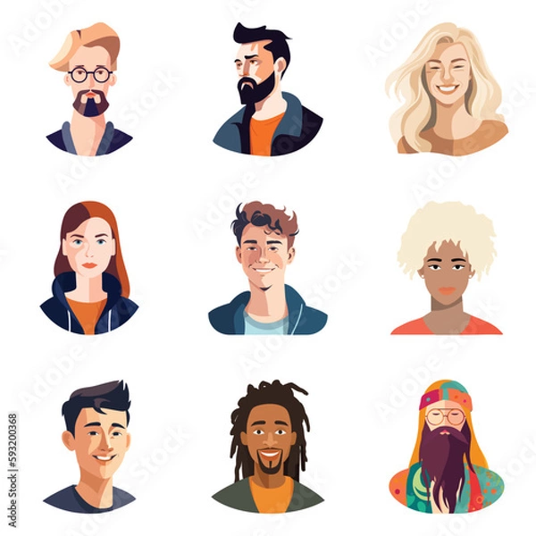 Obraz People Avatars Flat Icon Set Isolated On White Background