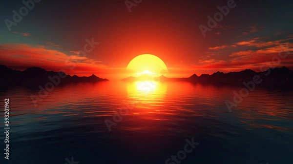 Fototapeta sunset over the river